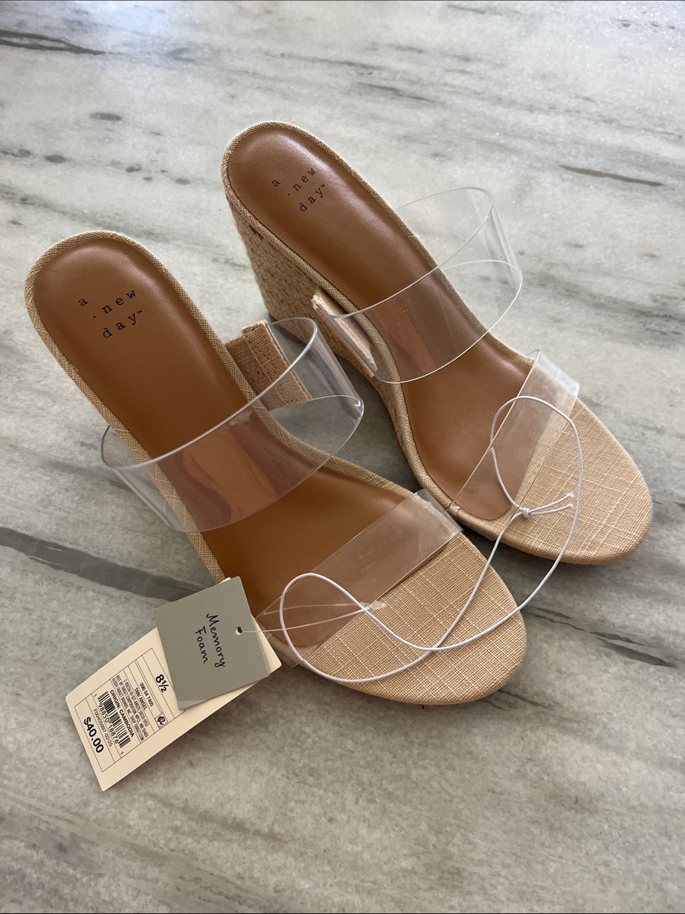 A New Day Ansel Transparent Strap Wedge Sandal in Natural - Picture 3 of 6
